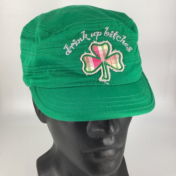 St Patrick's Day Green Pink Plaid Drink Up Hat Spencer Gifts Novelty - Picture 1 of 7